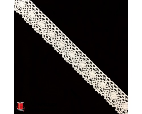 Кружево вязаное хлопковое шир.3 см арт.5045-2 цв.бежевый уп.91 м