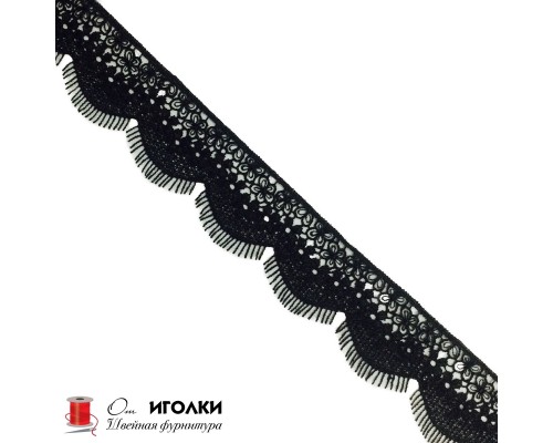 Кружево плетеное шир.5 см арт.S733-1 цв.черный уп.13,5 м