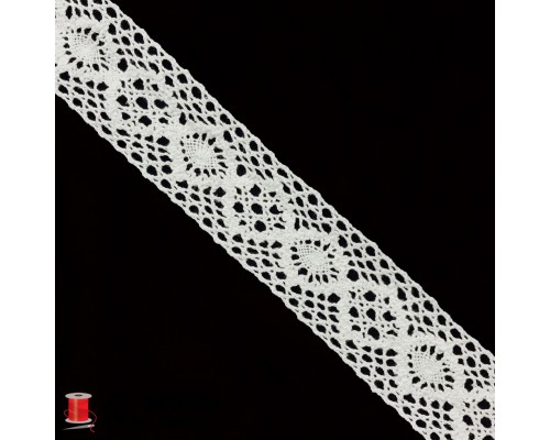 Кружево вязаное хлопковое шир.4 см арт.5033-1-1 цв.белый уп.91 м