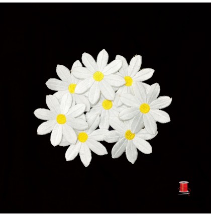 Аппликация термоклеевая цветы арт.1226-2 цв.белый уп.20 шт