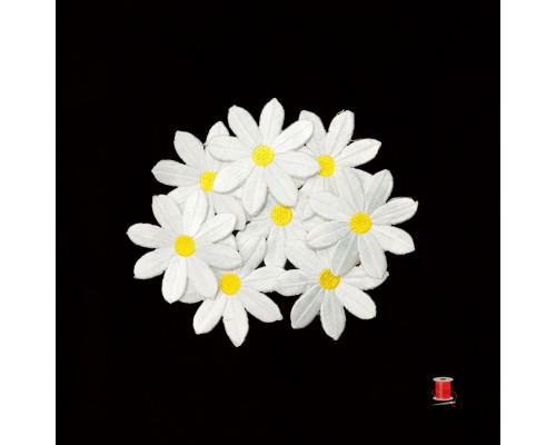 Аппликация термоклеевая цветы арт.1226-2 цв.белый уп.20 шт