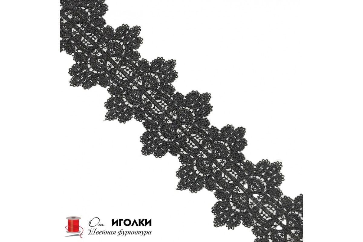 Кружево плетеное шир.9 см арт.TJ-11804-2 цв.черный уп.13,5 м