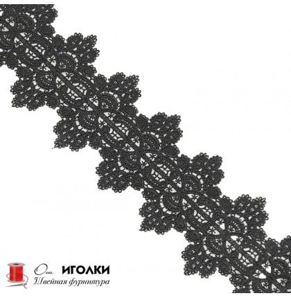Кружево плетеное шир.9 см арт.TJ-11804-2 цв.черный уп.13,5 м