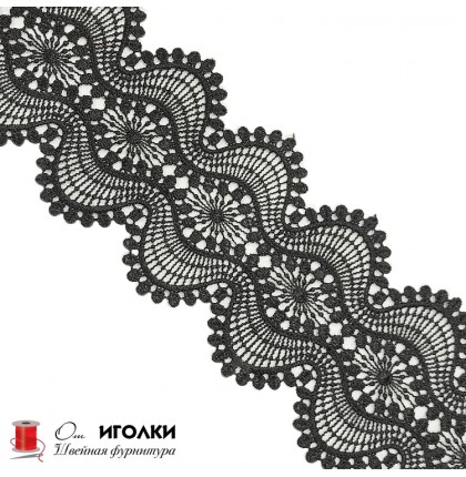 Кружево плетеное шир.10 см арт.TJ-11803-1 цв.черный уп.13,5 м