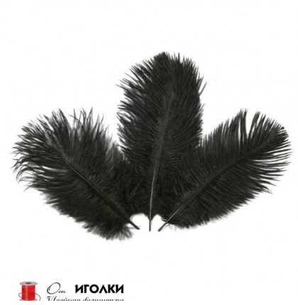 Перья страуса дл.20-25 см арт.10152 цв.черный уп.10 шт