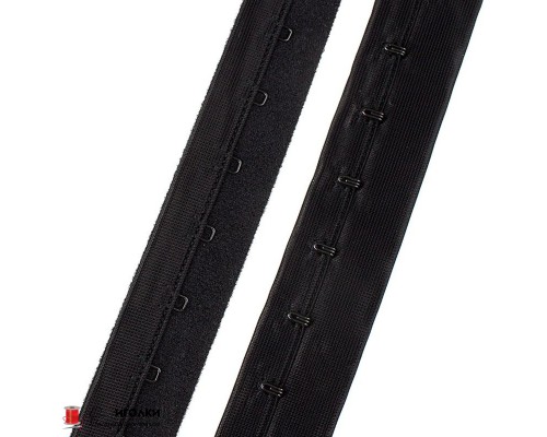 Крючки на ленте 1 ряд шир.2,5 см (25 мм). арт.10735 цв.черный уп.45 м.