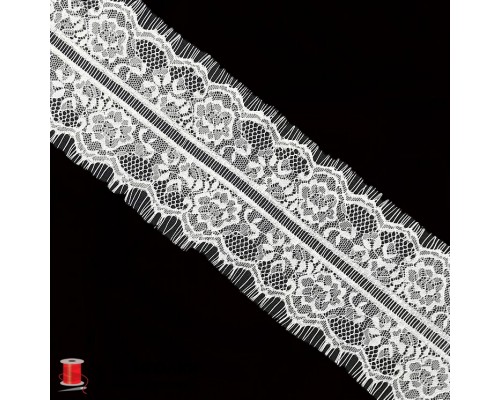 Кружево французское шантильи реснички шир.11 см арт.LT60011-1 цв.белый уп.30 м