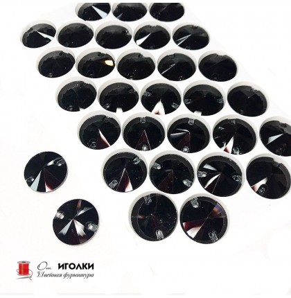 Стразы пришивные стекло разм.16х16 мм арт.LT10-88 цв.черный уп.120 шт