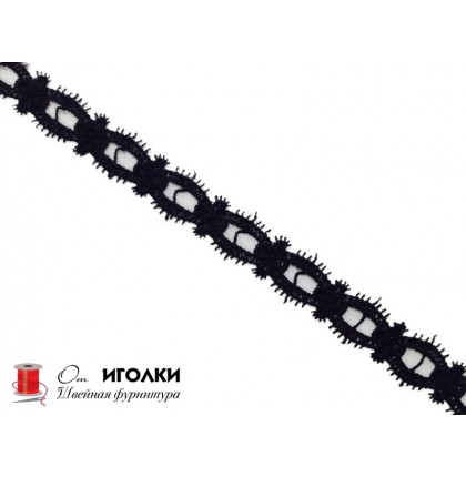Кружево плетеное шир.2 см арт.TJ-10043-1 цв.черный уп.13,5 м