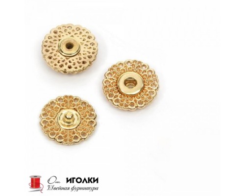 Кнопки пришивные металл шир.20 мм арт.LT16-1-3 цв.золото уп.12 шт