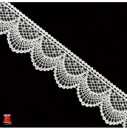Кружево плетеное шир.6,5 см арт.LT-WB0107S-1 цв.белый уп.13,5 м