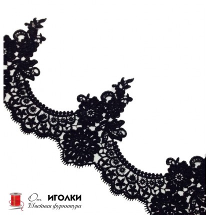 Кружево плетеное шир.16 см арт.	LT-12164 цв.черный уп.13,5 м