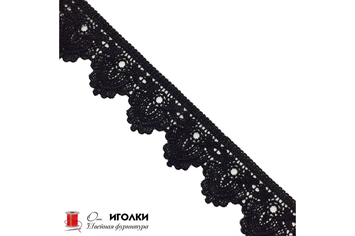 Кружево плетеное шир.6 см арт.TJ-12099-2 цв.черный уп.9,14 м