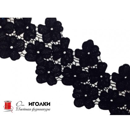 Кружево плетеное шир.12 см арт.LT0611-4 цв.черный уп.13,5 м