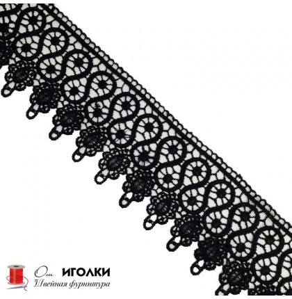 Кружево плетеное шир.8 см арт.TJ-10252-1 цв.черный уп.13,5 м