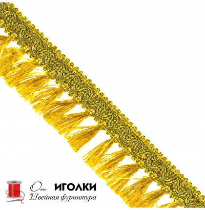 Тесьма металлизированная с кистями шир.4,5 см (45 мм) арт.4262-1 цв.золото уп.13,5 м
