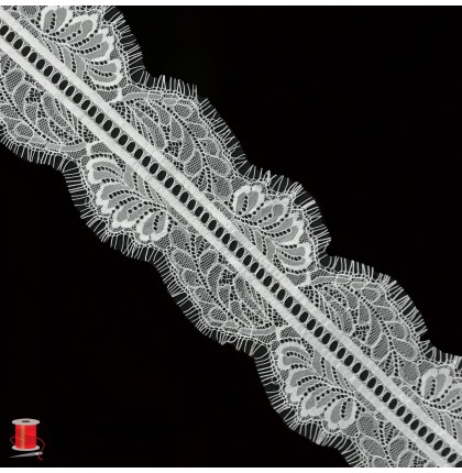 Кружево французское шантильи реснички шир.10,5 см арт.LTA129-1 цв.белый уп.30 м