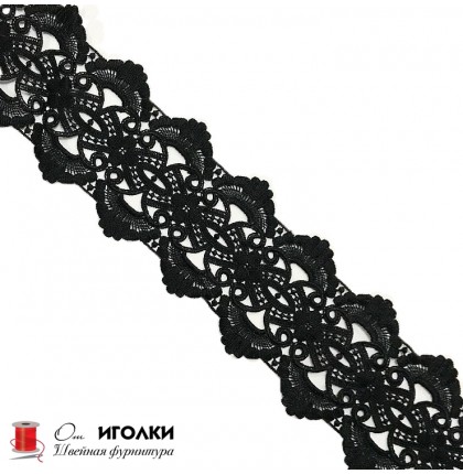 Кружево плетеное шир.9 см арт.S1080 цв.черный уп.13,5 м
