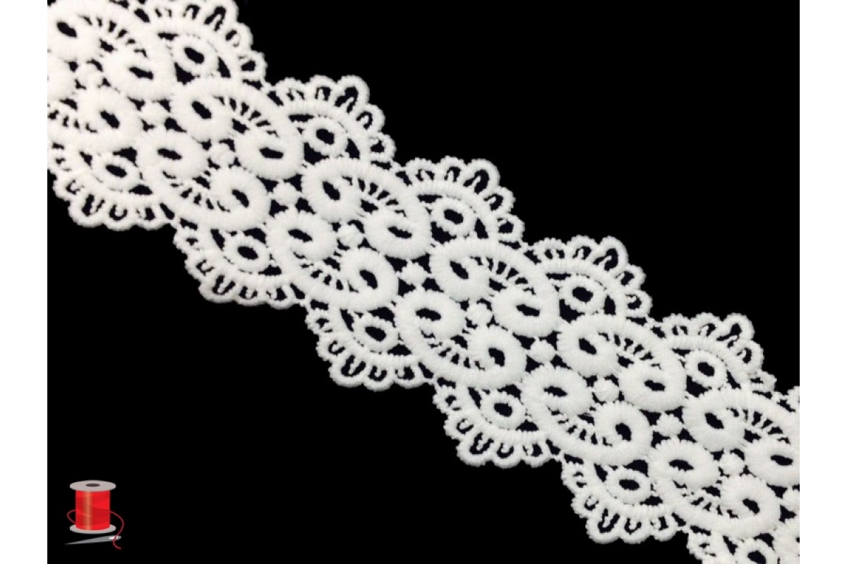 Кружево плетеное шир.6,5 см арт.LT0329-5А цв.белый уп.13,5 м