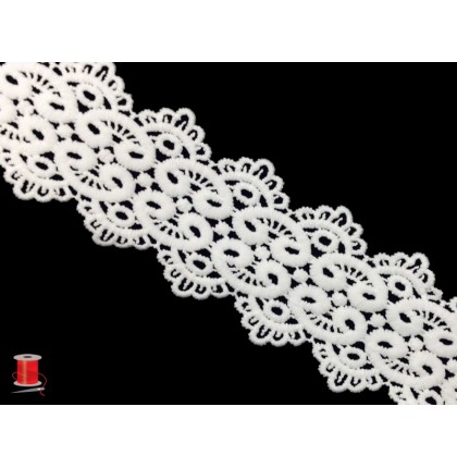 Кружево плетеное шир.6,5 см арт.LT0329-5А цв.белый уп.13,5 м