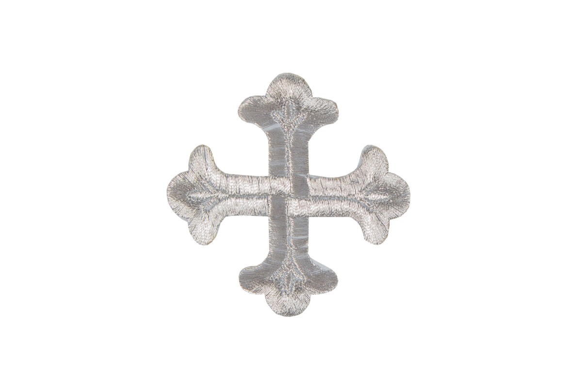 Аппликация термоклеевая крест арт.3580-1 цв.серебро уп.20 шт