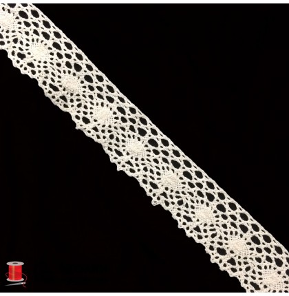 Кружево вязаное хлопковое шир.4,5 см арт.5048-3 цв.бежевый уп.91 м