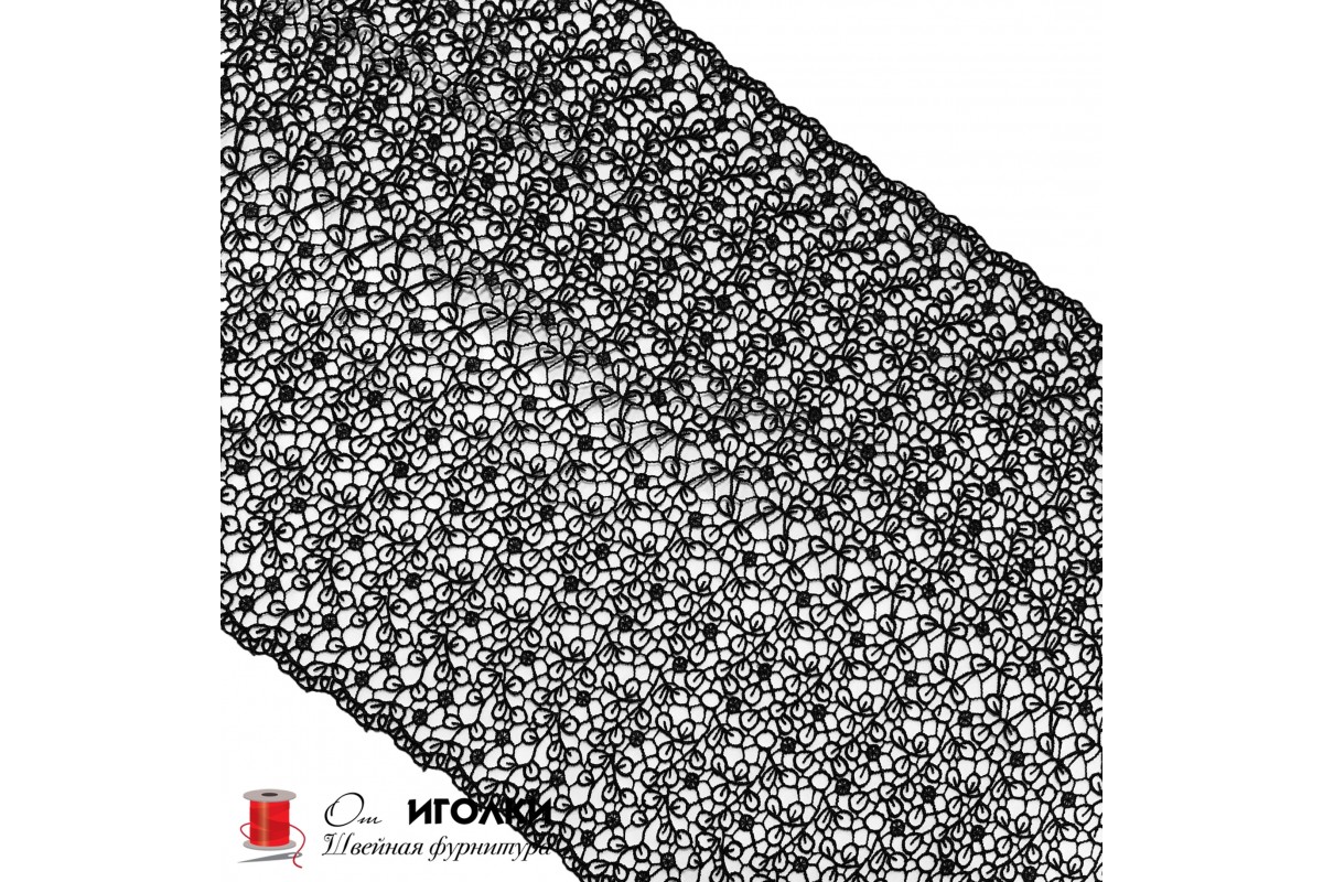 Кружево плетеное шир.29 см арт.	LT21-7 цв.черный уп.13,5 м