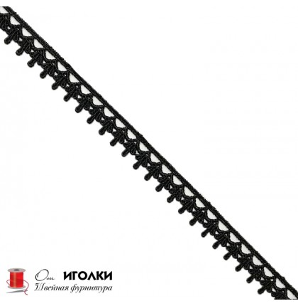 Кружево плетеное шир.1,5 см арт.LT-11944 цв.черный уп.13,5 м