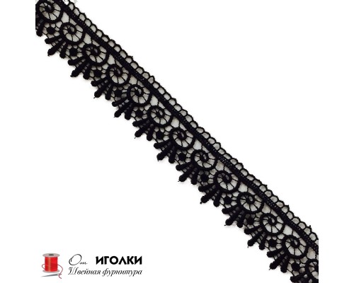 Кружево плетеное шир.4 см арт.TJ-10227-1-2 цв.черный уп.13,5 м