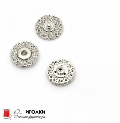 Кнопки пришивные металл шир.20 мм арт.LT16-1-1 цв.никель уп.12 шт