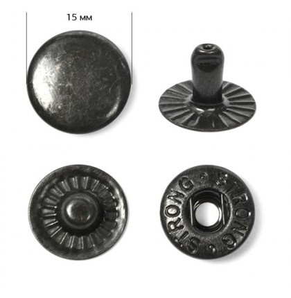 Кнопка установочная Strong №54 (12,5мм) сталь арт.9837 цв.оксид уп.1440 шт