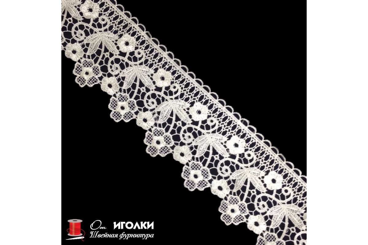 Кружево плетеное шир.10 см арт.TJ-10361-2 цв.белый уп.13,5 м