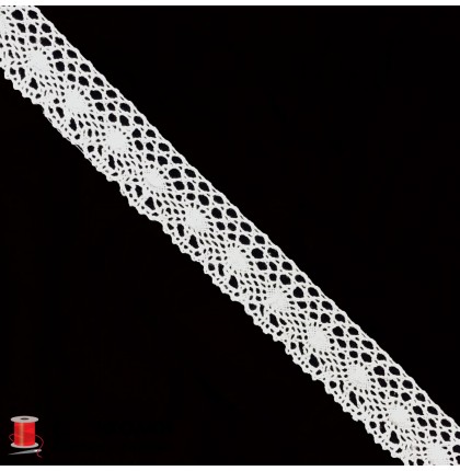 Кружево вязаное хлопковое шир.3 см арт.5045-1 цв.белый уп.91 м