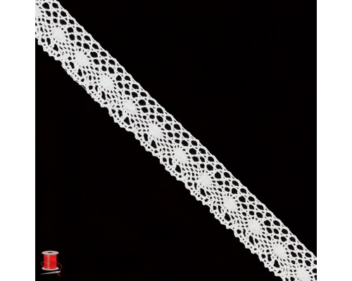 Кружево вязаное хлопковое шир.3 см арт.5045-1 цв.белый уп.91 м