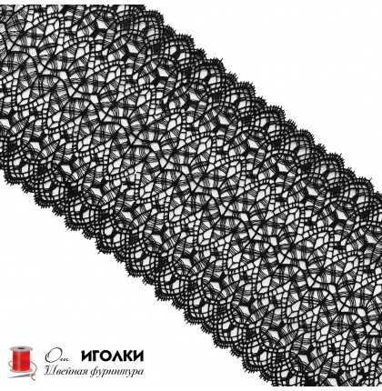 Кружево плетеное шир.15 см арт.	LT21-6 цв.черный уп.13,5 м