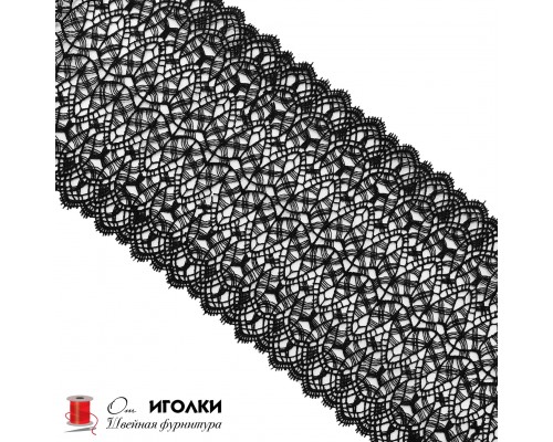 Кружево плетеное шир.15 см арт.	LT21-6 цв.черный уп.13,5 м
