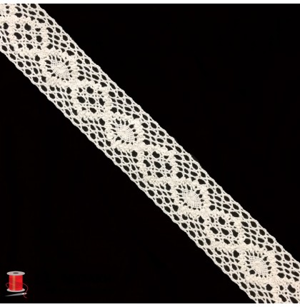 Кружево вязаное хлопковое шир.4 см арт.5033-1-2 цв.бежевый уп.91 м