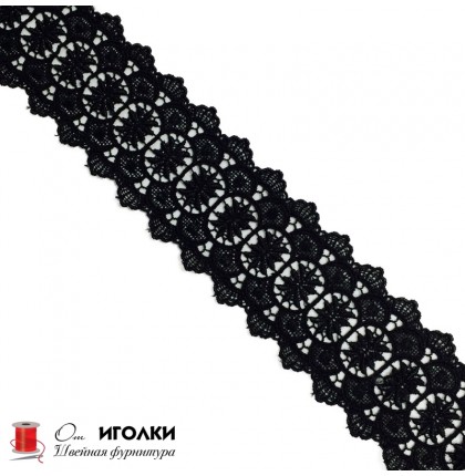 Кружево плетеное шир.6,5 см арт.LT-11802-2 цв.черный уп.13,5 м