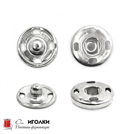 Кнопки пришивные металл шир.10 мм арт.R999-1 цв.серебро уп.36 шт