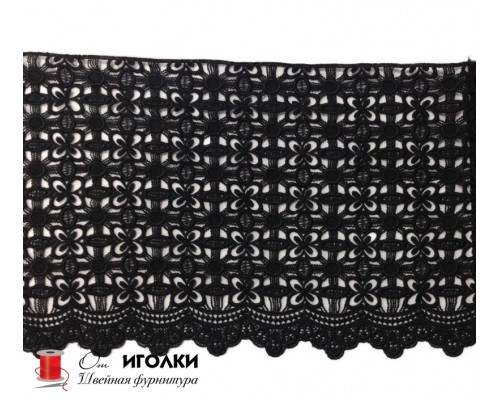 Кружево плетеное шир.26 см арт.LT11-1 цв.черный уп.13,5 м
