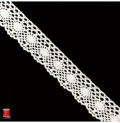 Кружево вязаное хлопковое шир.4,5 см арт.5048-2 цв.белый уп.91 м