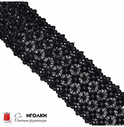 Кружево плетеное шир.9,5 см арт.LT21-5 цв.черный уп.13,5 м