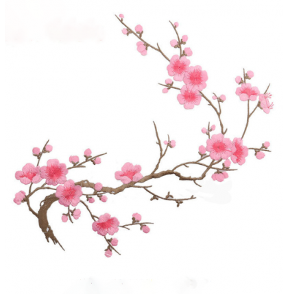 Аппликация термоклеевая цветы ветка сакуры арт.3887-5 цв.розовый уп.20 шт