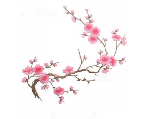 Аппликация термоклеевая цветы ветка сакуры арт.3887-5 цв.розовый уп.20 шт