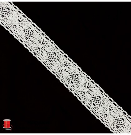 Кружево вязаное хлопковое шир.4,5 см арт.5107-8-2 цв.белый уп.91 м