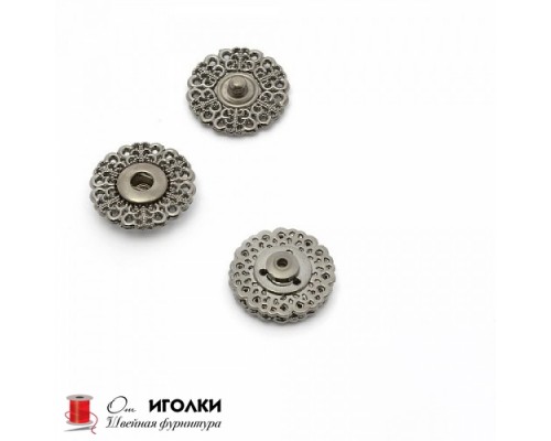 Кнопки пришивные металл шир.20 мм арт.LT16-1-2 цв.темный никель уп.12 шт