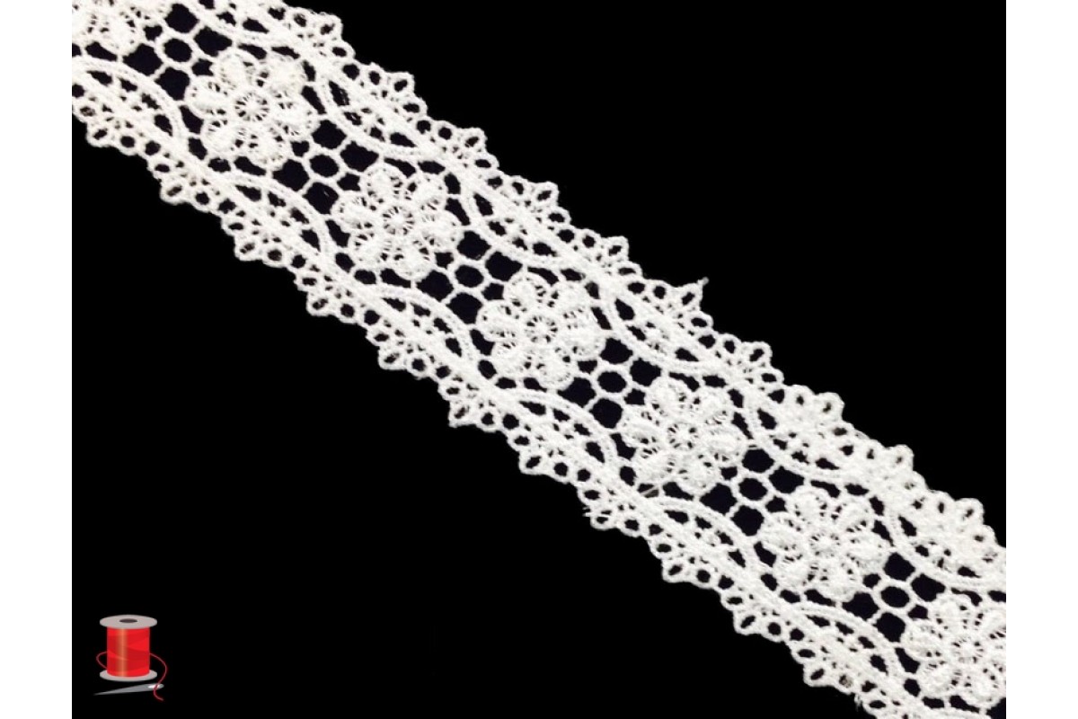 Кружево плетеное шир.4 см арт.TJ-11672 цв.белый уп.13,5 м
