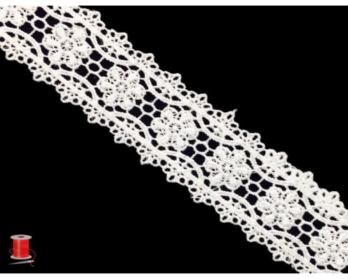 Кружево плетеное шир.4 см арт.TJ-11672 цв.белый уп.13,5 м