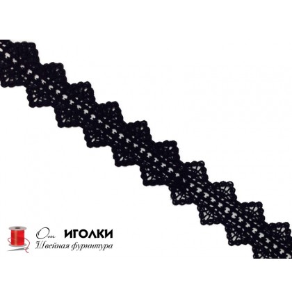 Кружево плетеное шир.4 см арт.LT286 цв.черный уп.13,5 м