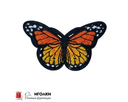 Аппликация термоклеевая бабочка арт.1010-1 цв.оранжевый уп.20 шт